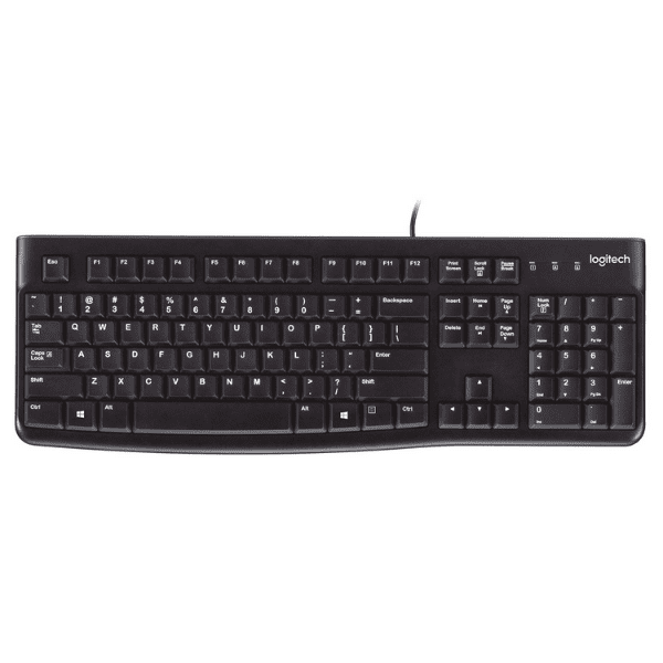 Front View of Logitech Plug and Play USB Keyboard K120