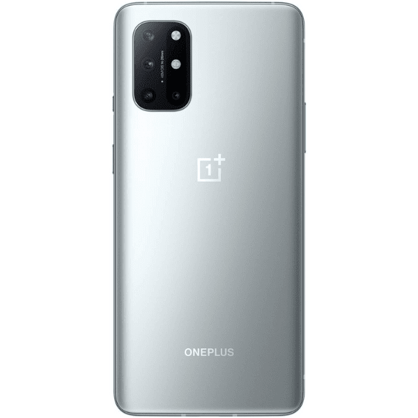 Back View of Lunar Silver OnePlus 8T 5G