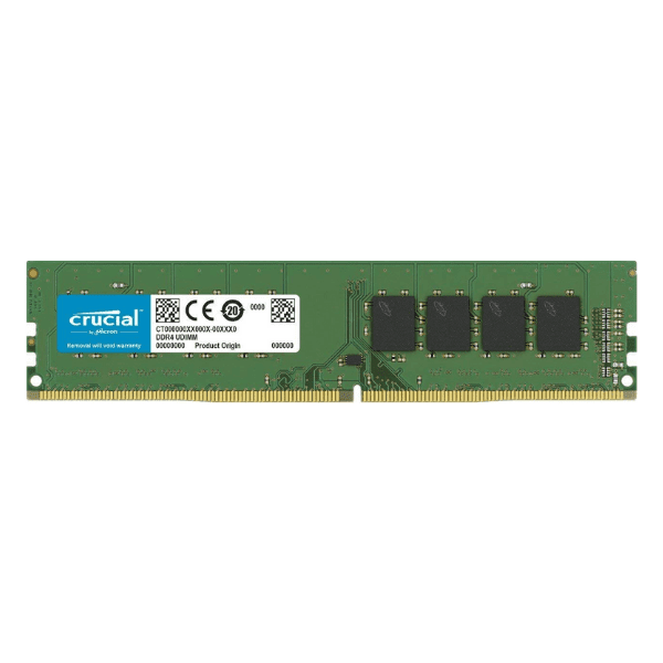 Front view of Desktop Ram Crucial DDR4 8GB 2666